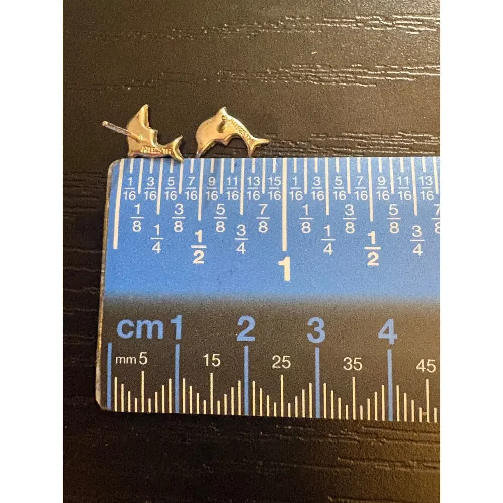 Vintage Sterling Silver Dolphin Earrings Rhinestone